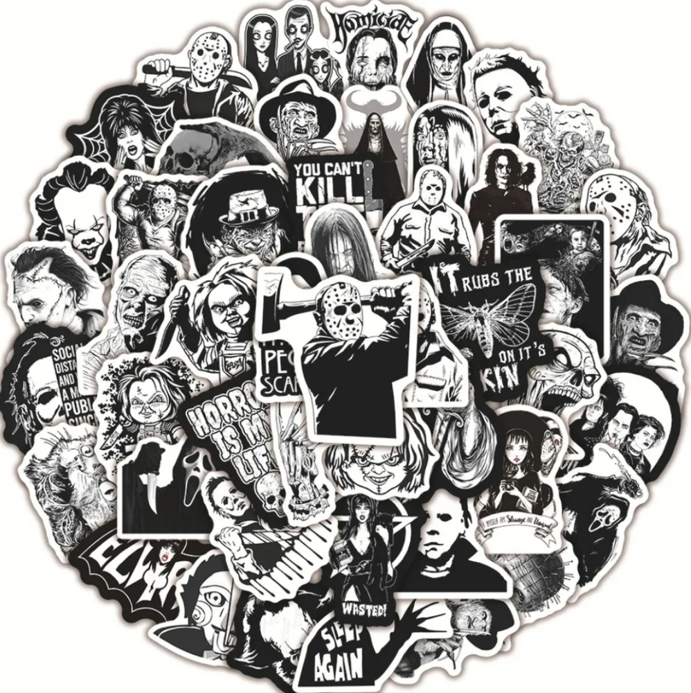 50pc Horror Villain Gorecore Movie Vinyl Sticker Lot